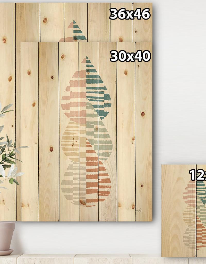 DesignQ Abstract Orange Drops Meditate IV - Contemporary Print On Natural Pine Wood