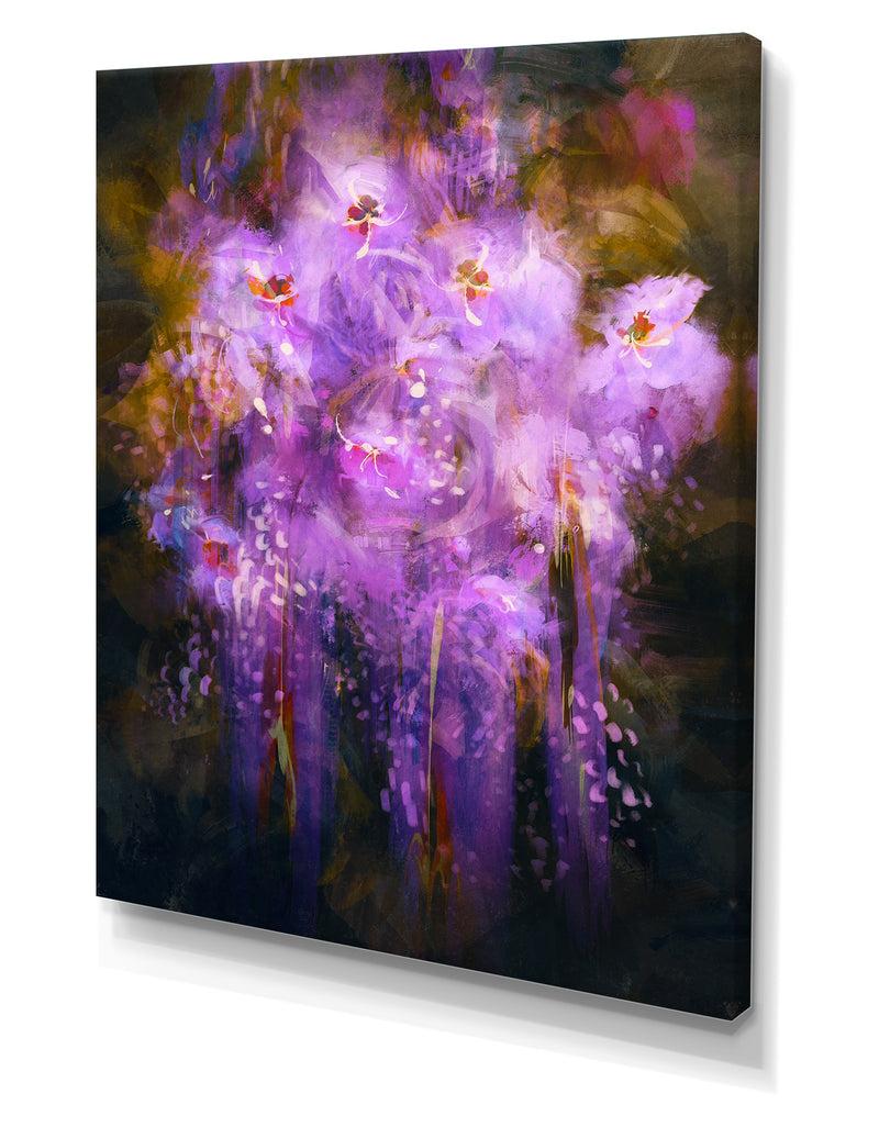 DesignQ Abstract Purple Flower - Cottage Canvas Wall Art