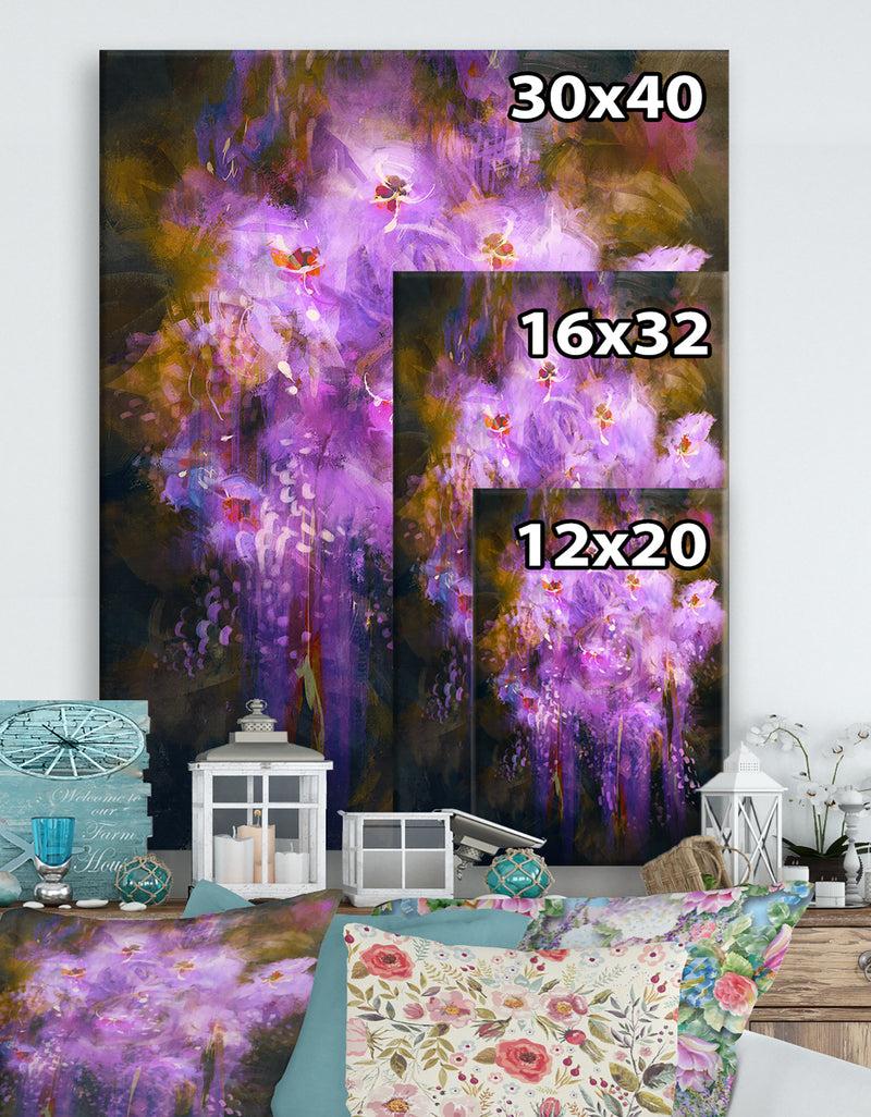 DesignQ Abstract Purple Flower - Cottage Canvas Wall Art