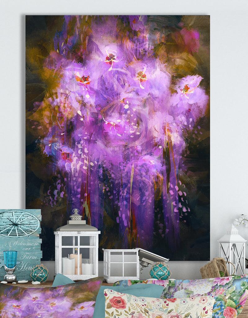 DesignQ Abstract purple flower - Cottage Canvas Wall Art