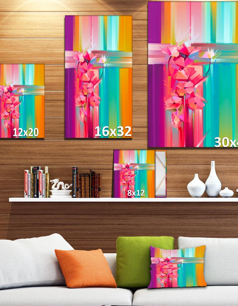 DesignQ Abstract Red Gerbera Spring Flower - Floral Painting Print On Wrapped Canvas
