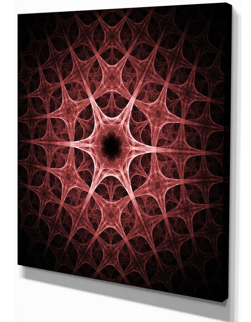 DesignQ Abstract Red Thorn Flower - Art On Wrapped Canvas