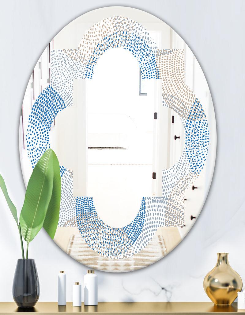DesignQ Abstract Retro Design I - Modern Round Or Oval Wall Mirror - Quatrefoil