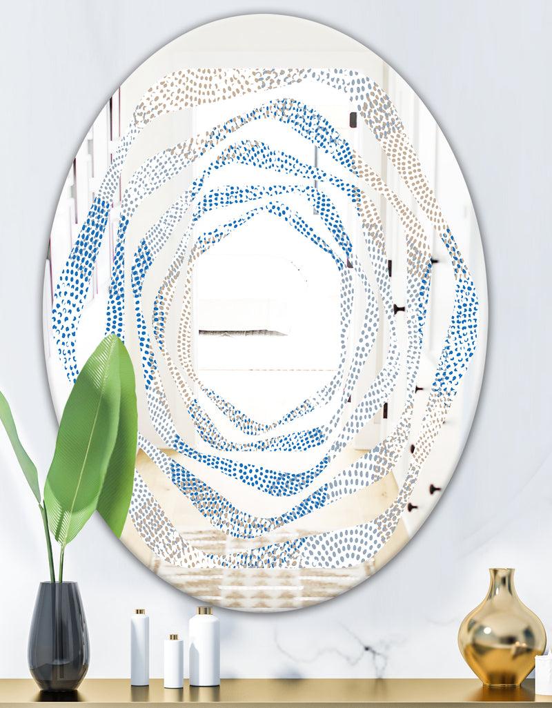 DesignQ Abstract Retro Design I - Modern Round Or Oval Wall Mirror - Whirl