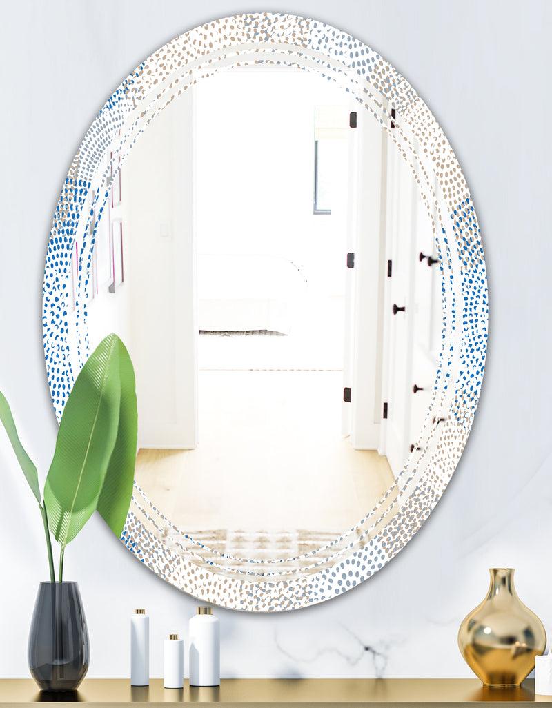 DesignQ Abstract Retro Design I - Modern Round Or Oval Wall Mirror - Triple C
