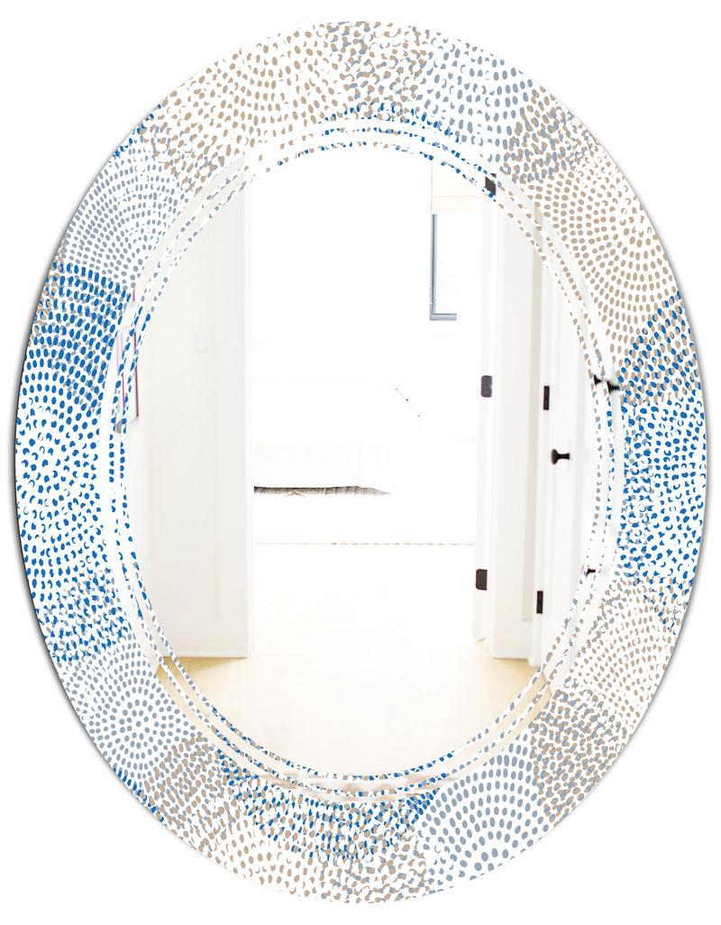DesignQ Abstract Retro Design I - Modern Round Or Oval Wall Mirror - Triple C
