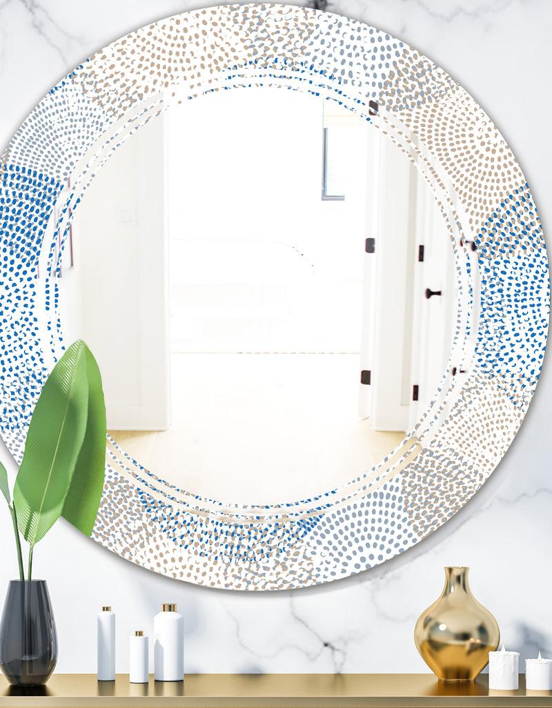 DesignQ Abstract Retro Design I - Modern Round or Oval Wall Mirror - Triple C