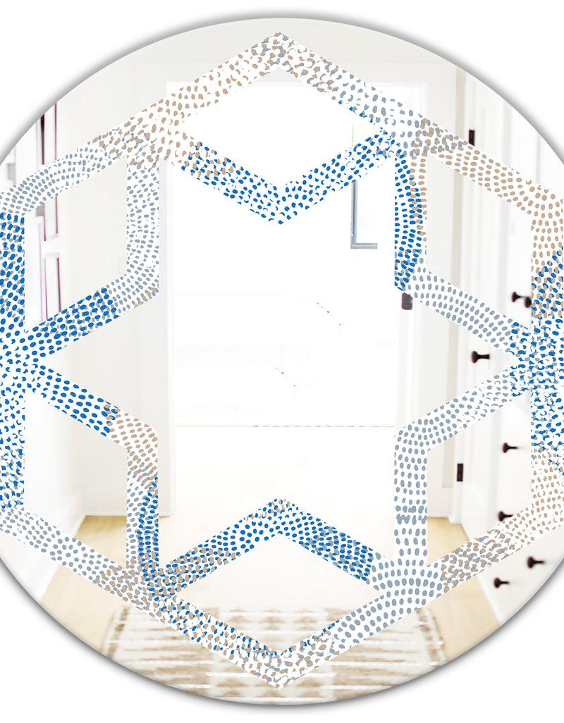 DesignQ Abstract Retro Design I - Modern Round Or Oval Wall Mirror - Hexagon Star