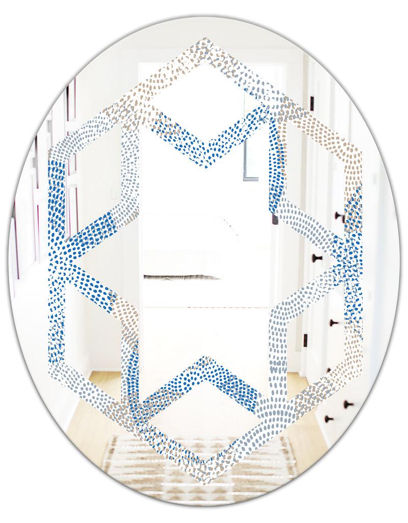 DesignQ Abstract Retro Design I - Modern Round Or Oval Wall Mirror - Hexagon Star