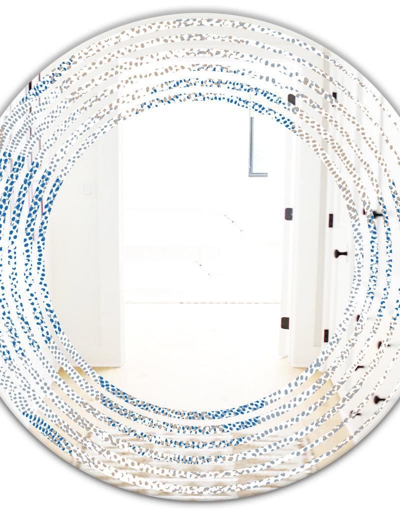 DesignQ Abstract Retro Design I - Modern Round Or Oval Wall Mirror - Wave