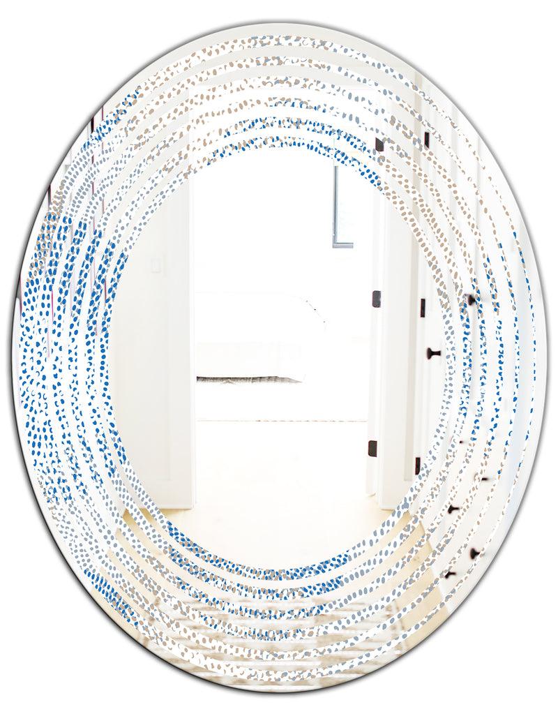 DesignQ Abstract Retro Design I - Modern Round Or Oval Wall Mirror - Wave