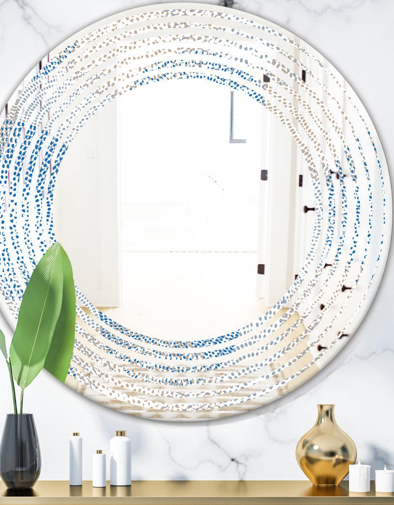DesignQ Abstract Retro Design I - Modern Round or Oval Wall Mirror - Wave