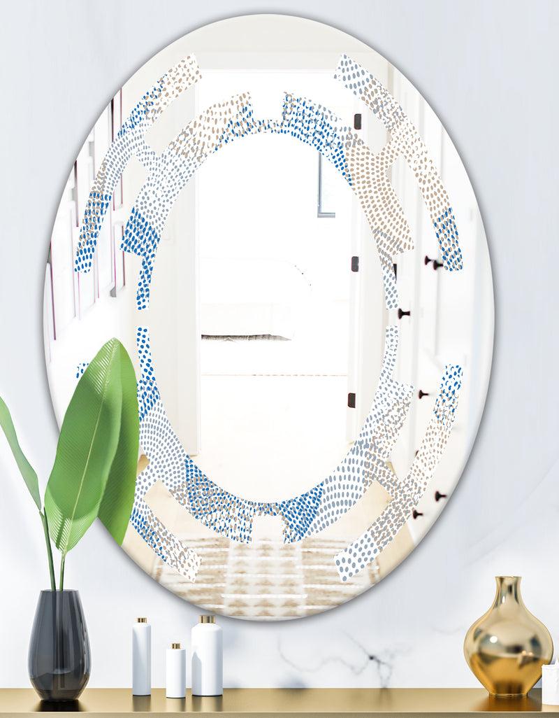 DesignQ Abstract Retro Design I - Modern Round Or Oval Wall Mirror - Space
