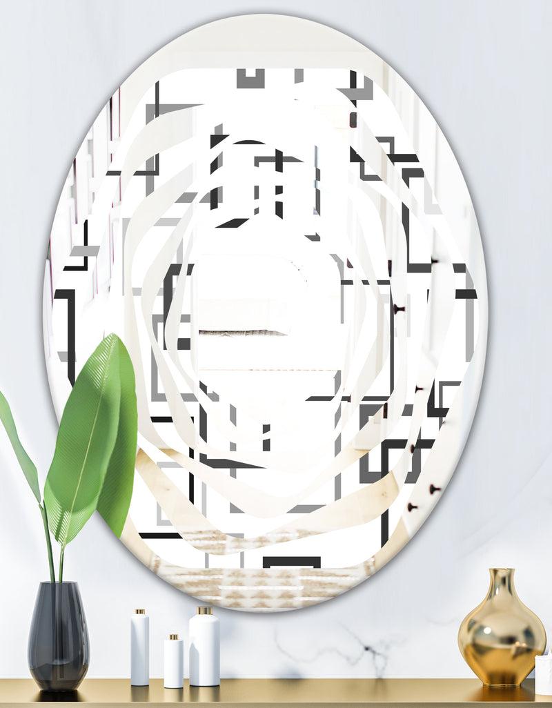 DesignQ Abstract Retro Design II - Modern Round Or Oval Wall Mirror - Whirl