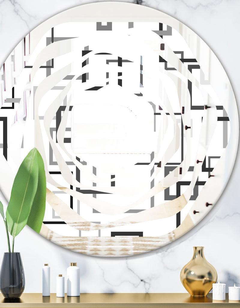 DesignQ Abstract Retro Design II - Modern Round or Oval Wall Mirror - Whirl