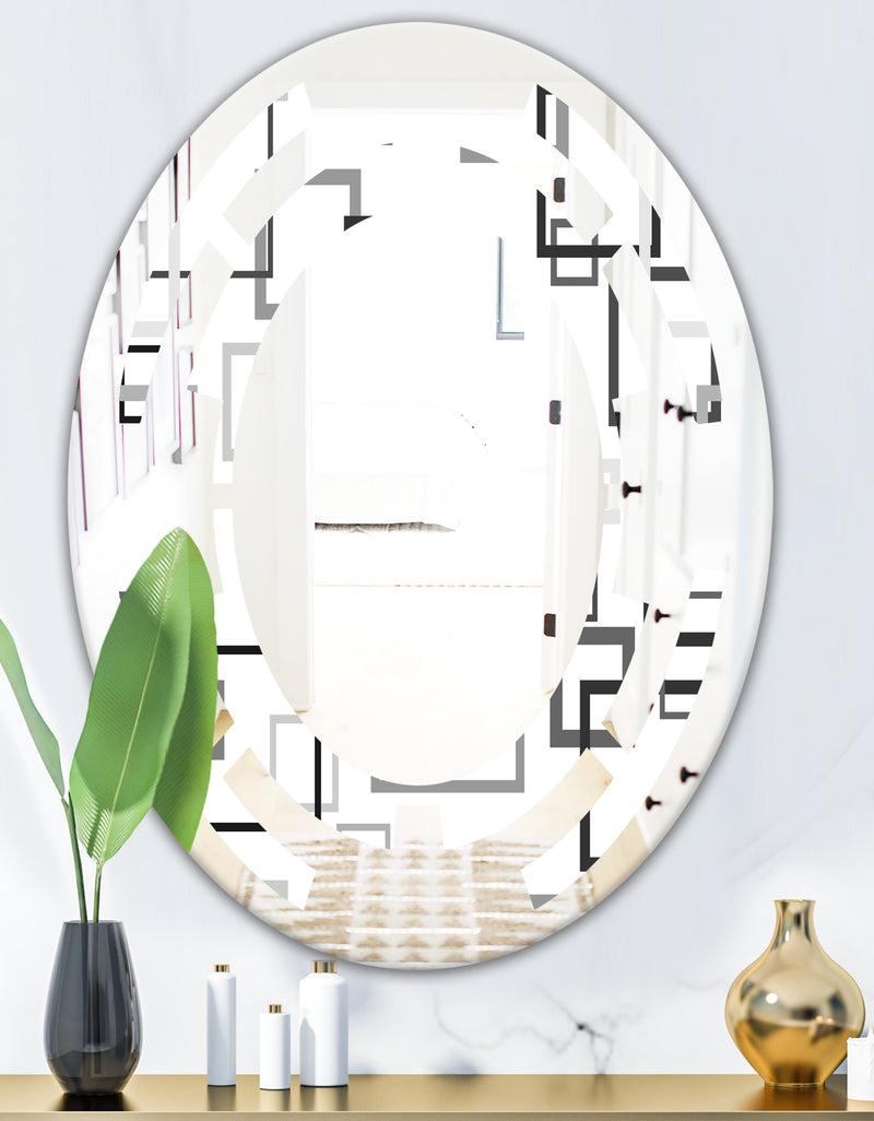 DesignQ Abstract Retro Design II - Modern Round Or Oval Wall Mirror - Space