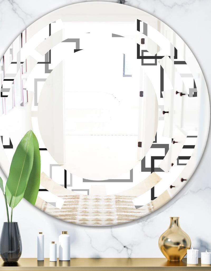 DesignQ Abstract Retro Design II - Modern Round or Oval Wall Mirror - Space
