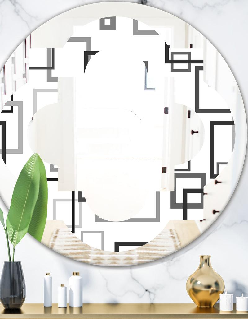 DesignQ Abstract Retro Design II - Modern Round or Oval Wall Mirror - Quatrefoil