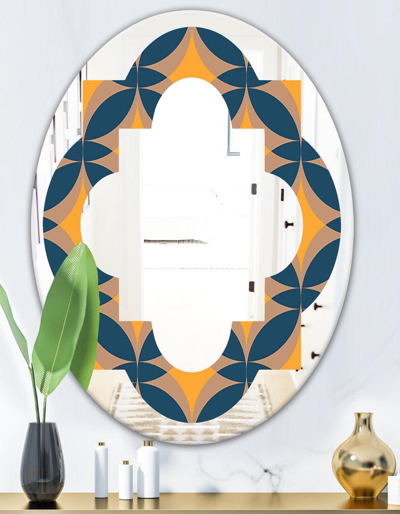 DesignQ Abstract Retro Design III - Modern Round Or Oval Wall Mirror - Quatrefoil