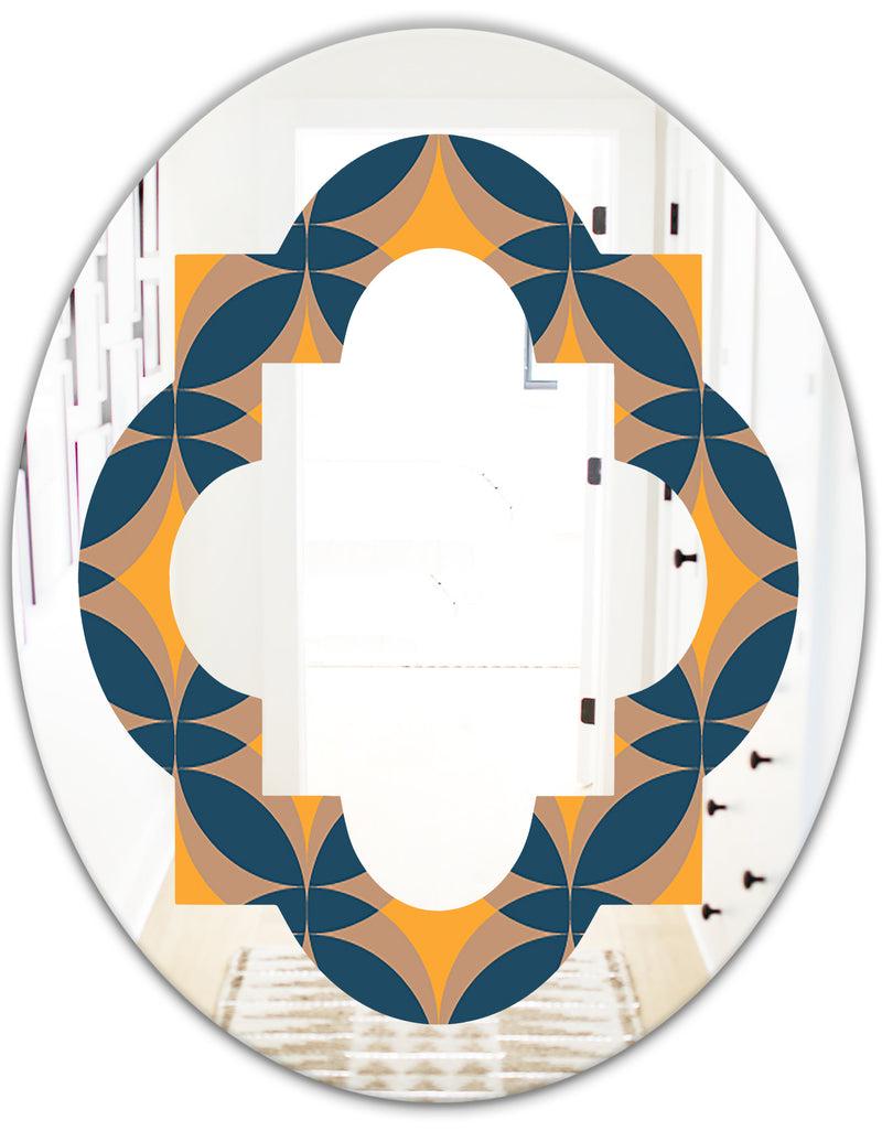 DesignQ Abstract Retro Design III - Modern Round Or Oval Wall Mirror - Quatrefoil