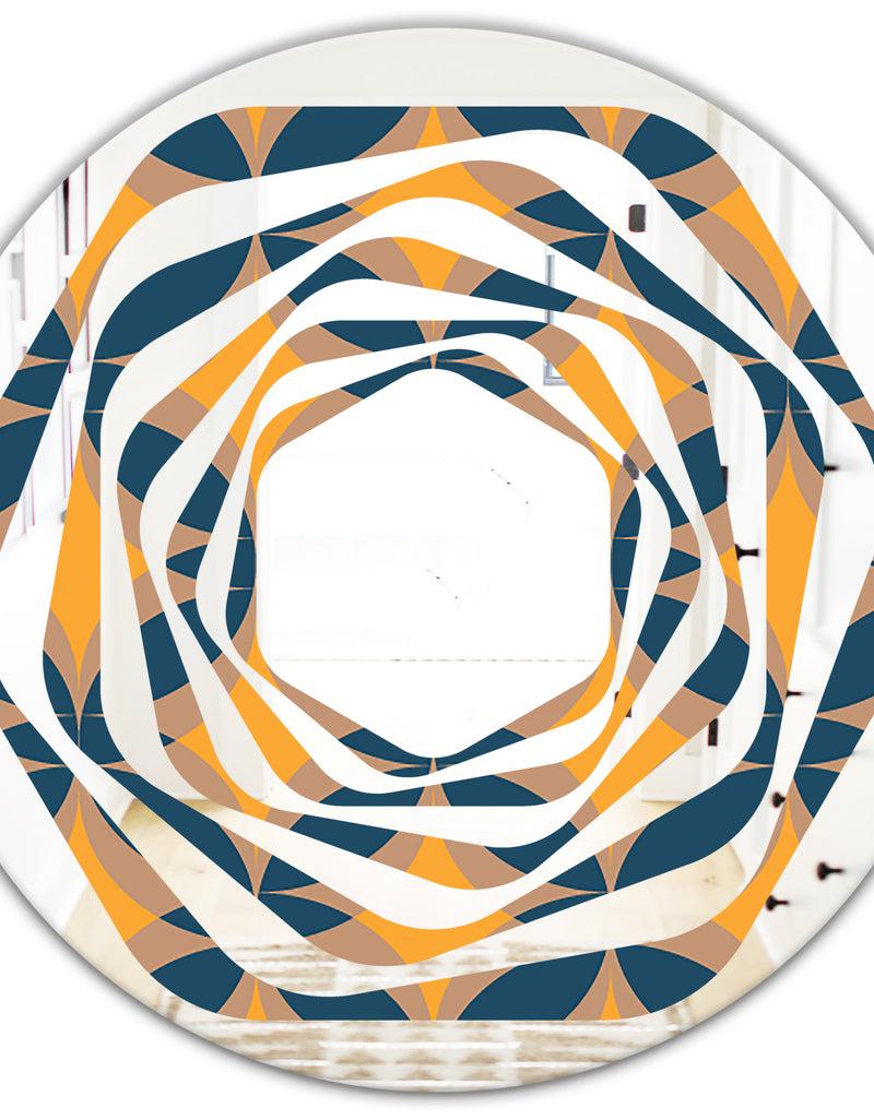 DesignQ Abstract Retro Design III - Modern Round Or Oval Wall Mirror - Whirl