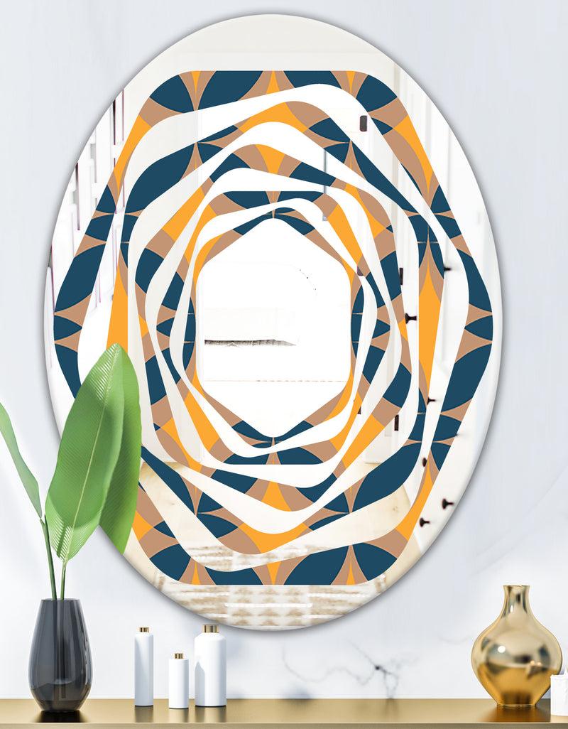 DesignQ Abstract Retro Design III - Modern Round Or Oval Wall Mirror - Whirl