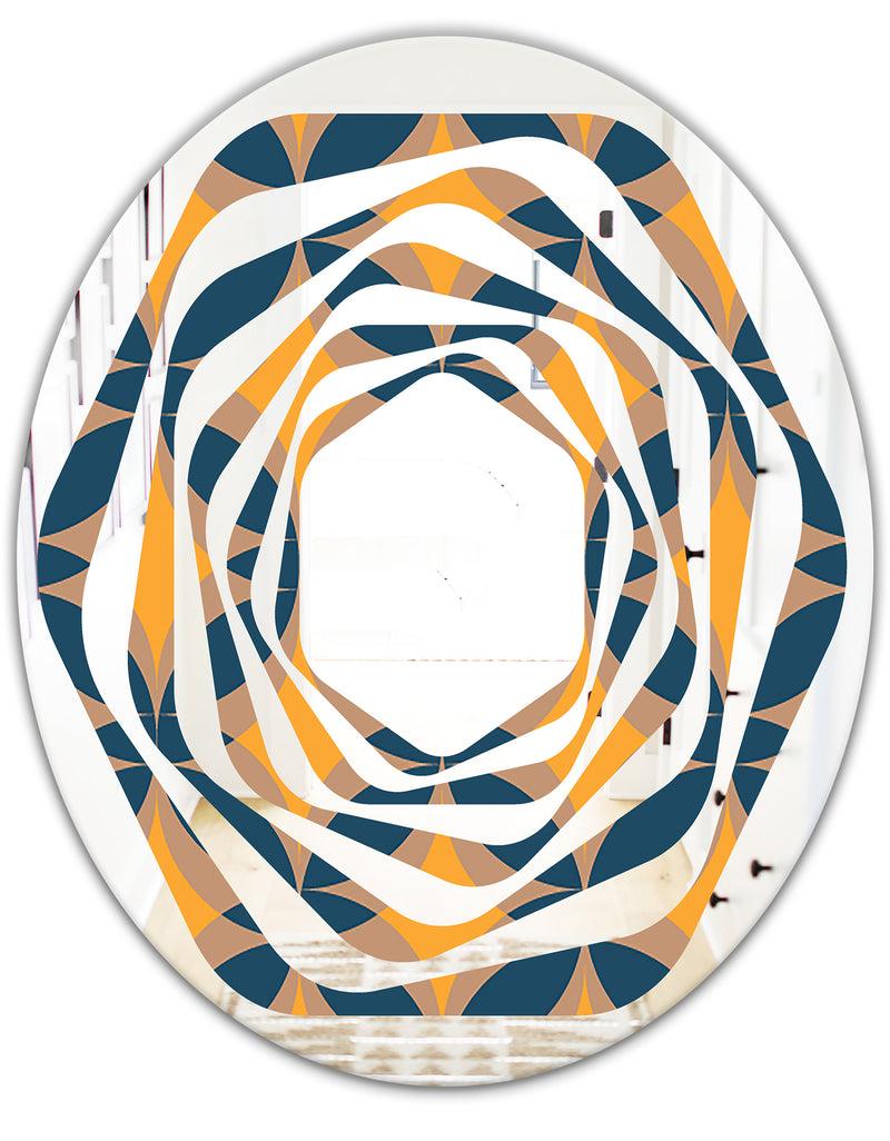 DesignQ Abstract Retro Design III - Modern Round Or Oval Wall Mirror - Whirl