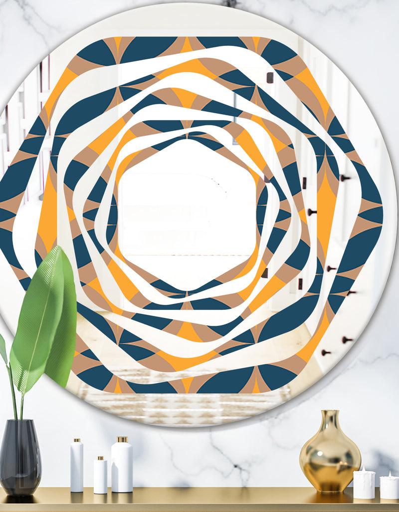 DesignQ Abstract Retro Design III - Modern Round or Oval Wall Mirror - Whirl