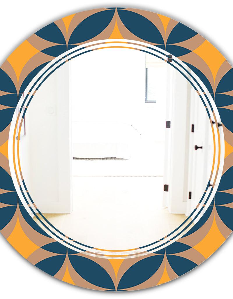 DesignQ Abstract Retro Design III - Modern Round Or Oval Wall Mirror - Triple C