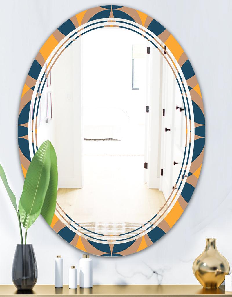 DesignQ Abstract Retro Design III - Modern Round Or Oval Wall Mirror - Triple C