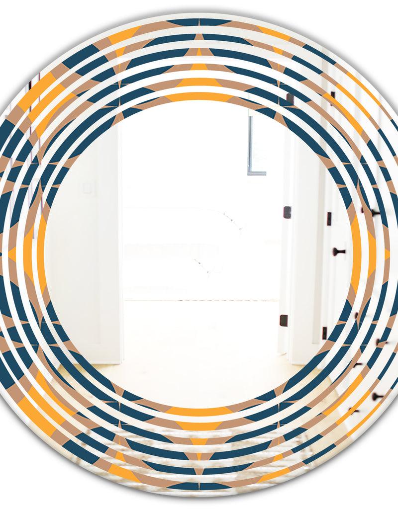 DesignQ Abstract Retro Design III - Modern Round Or Oval Wall Mirror - Wave
