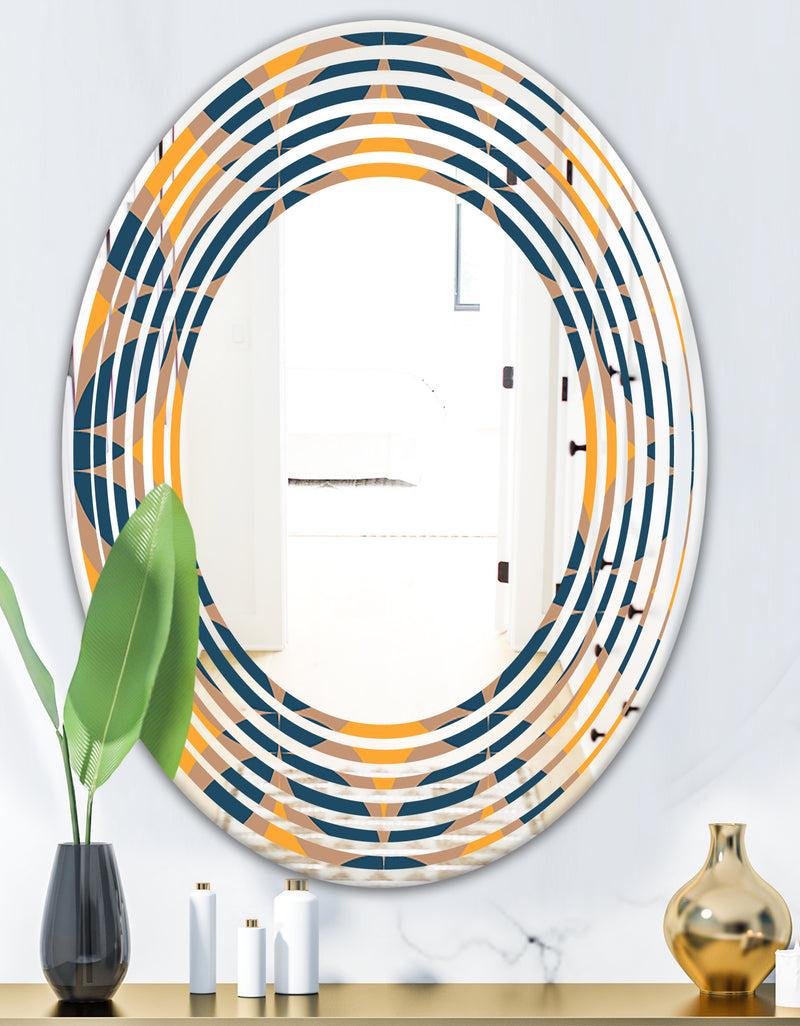 DesignQ Abstract Retro Design III - Modern Round Or Oval Wall Mirror - Wave