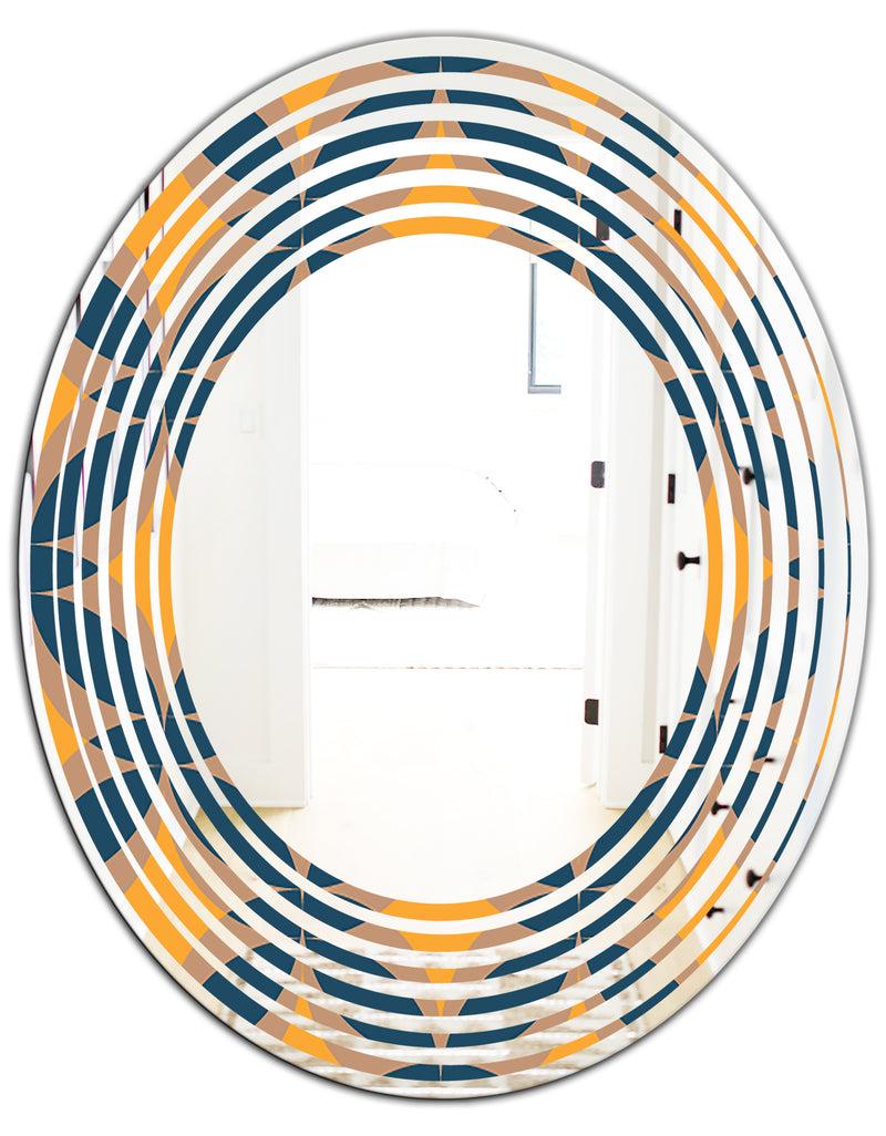 DesignQ Abstract Retro Design III - Modern Round Or Oval Wall Mirror - Wave