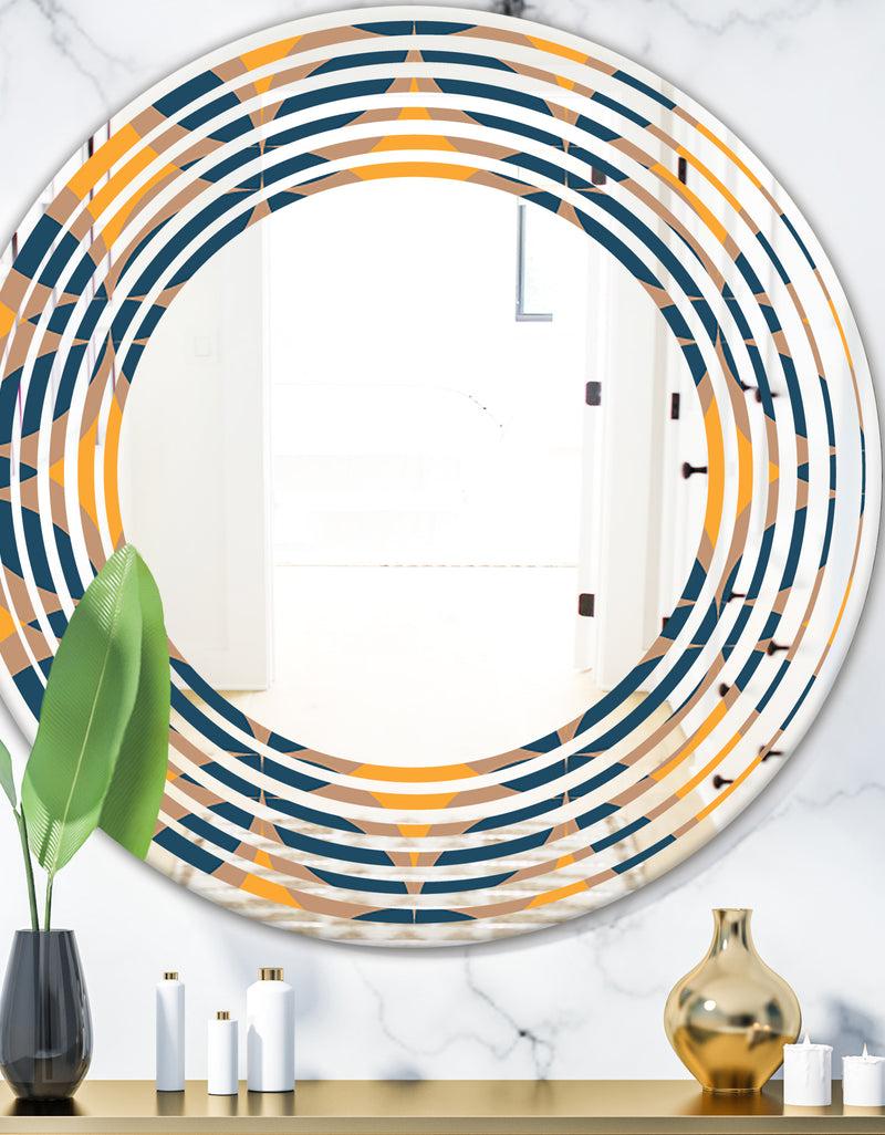 DesignQ Abstract Retro Design III - Modern Round or Oval Wall Mirror - Wave