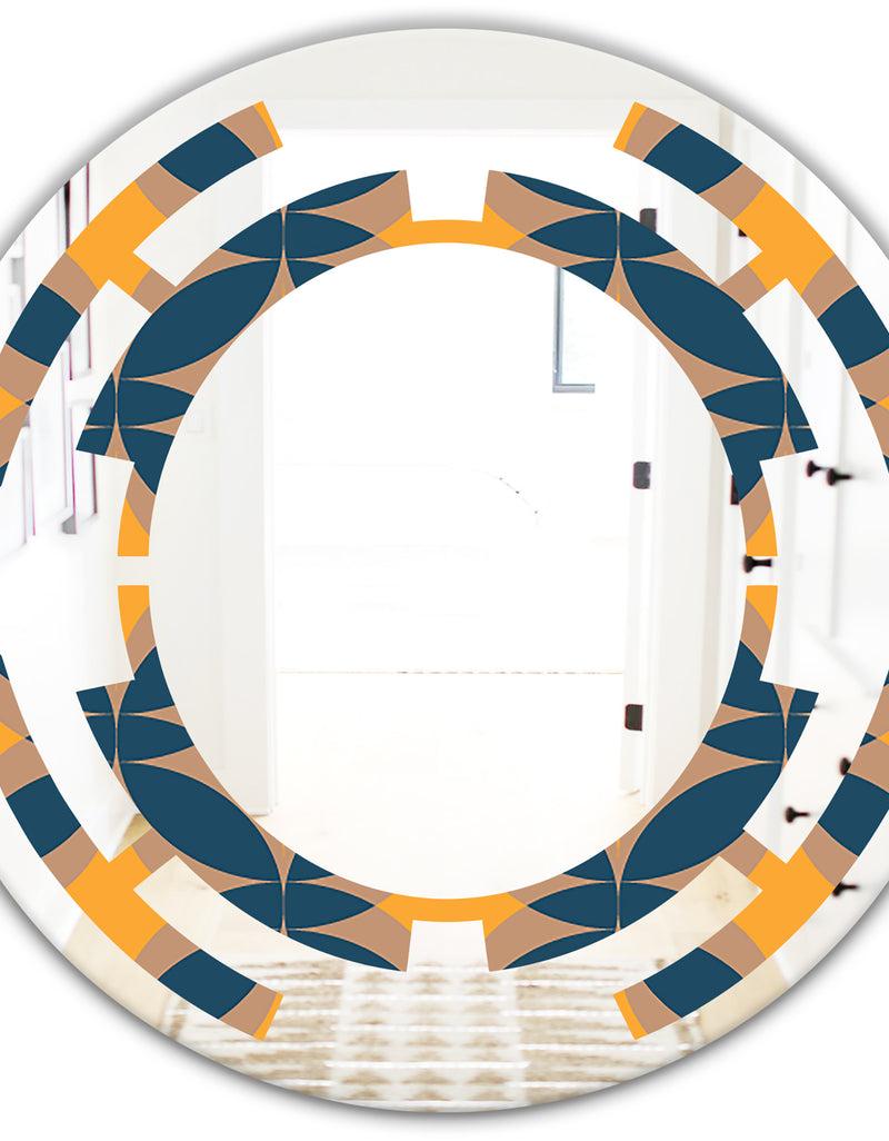 DesignQ Abstract Retro Design III - Modern Round Or Oval Wall Mirror - Space