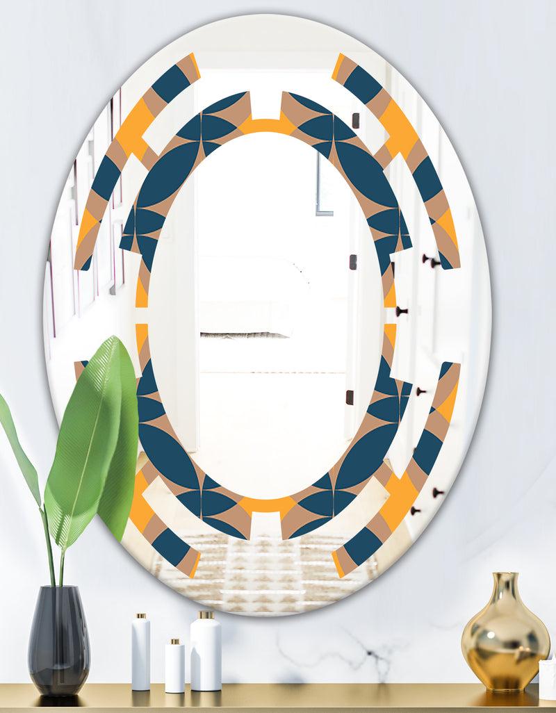 DesignQ Abstract Retro Design III - Modern Round Or Oval Wall Mirror - Space