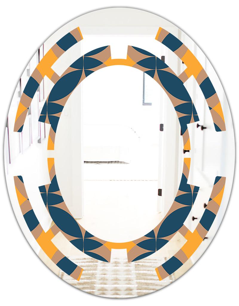 DesignQ Abstract Retro Design III - Modern Round Or Oval Wall Mirror - Space