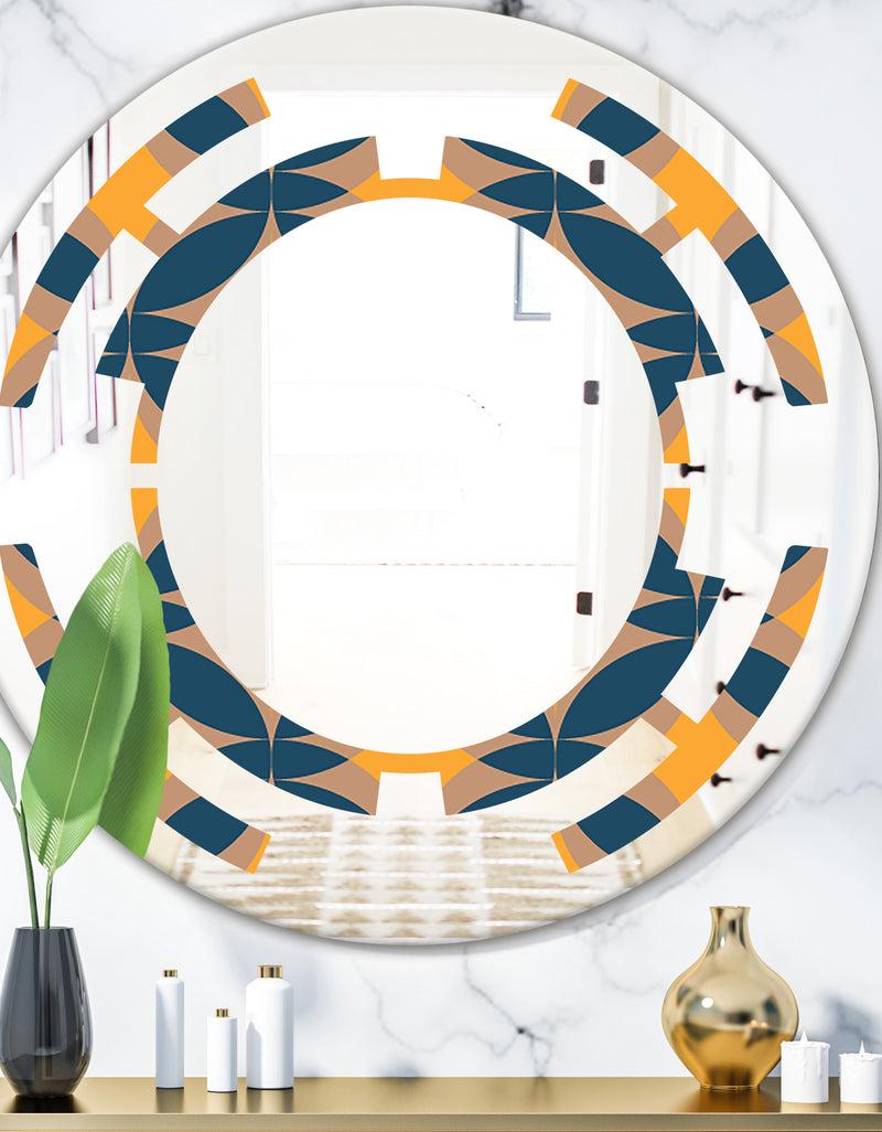 DesignQ Abstract Retro Design III - Modern Round or Oval Wall Mirror - Space