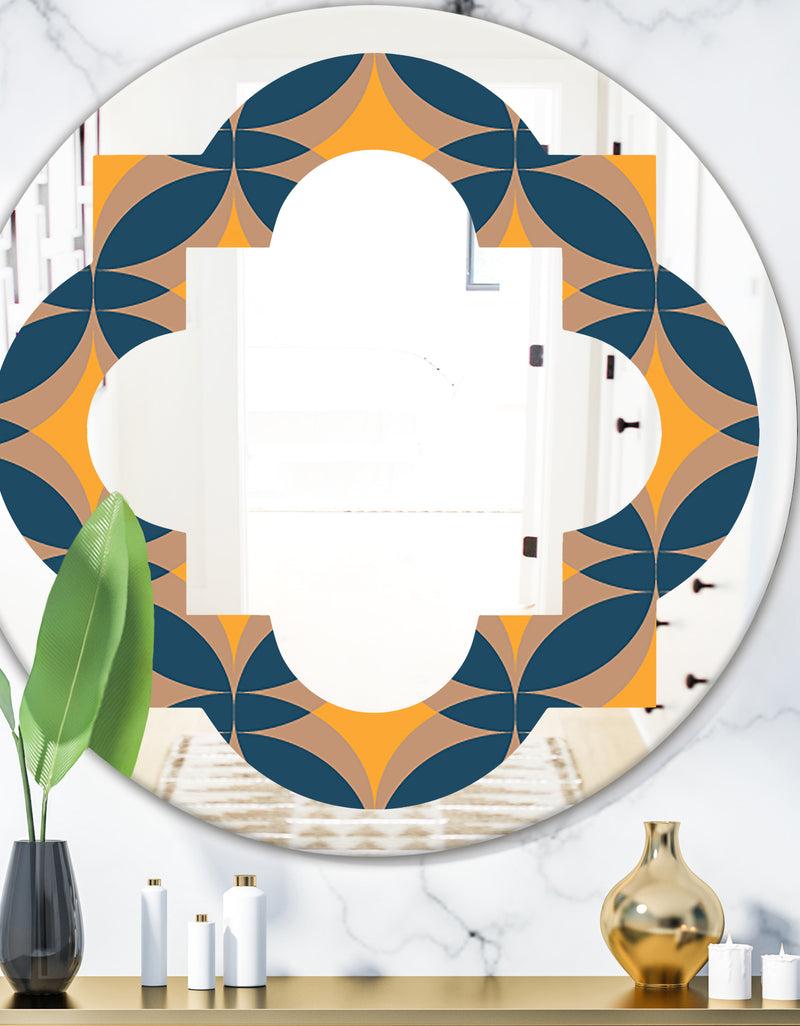 DesignQ Abstract Retro Design III - Modern Round or Oval Wall Mirror - Quatrefoil