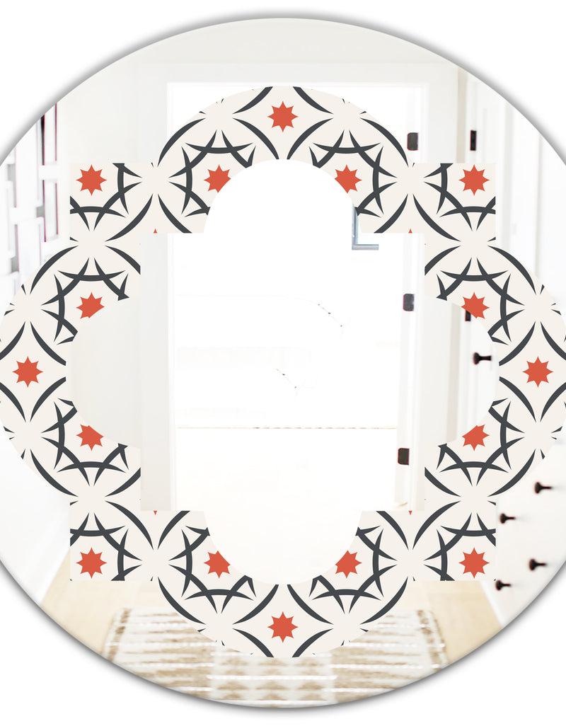 DesignQ Abstract Retro Design V - Modern Round Or Oval Wall Mirror - Quatrefoil