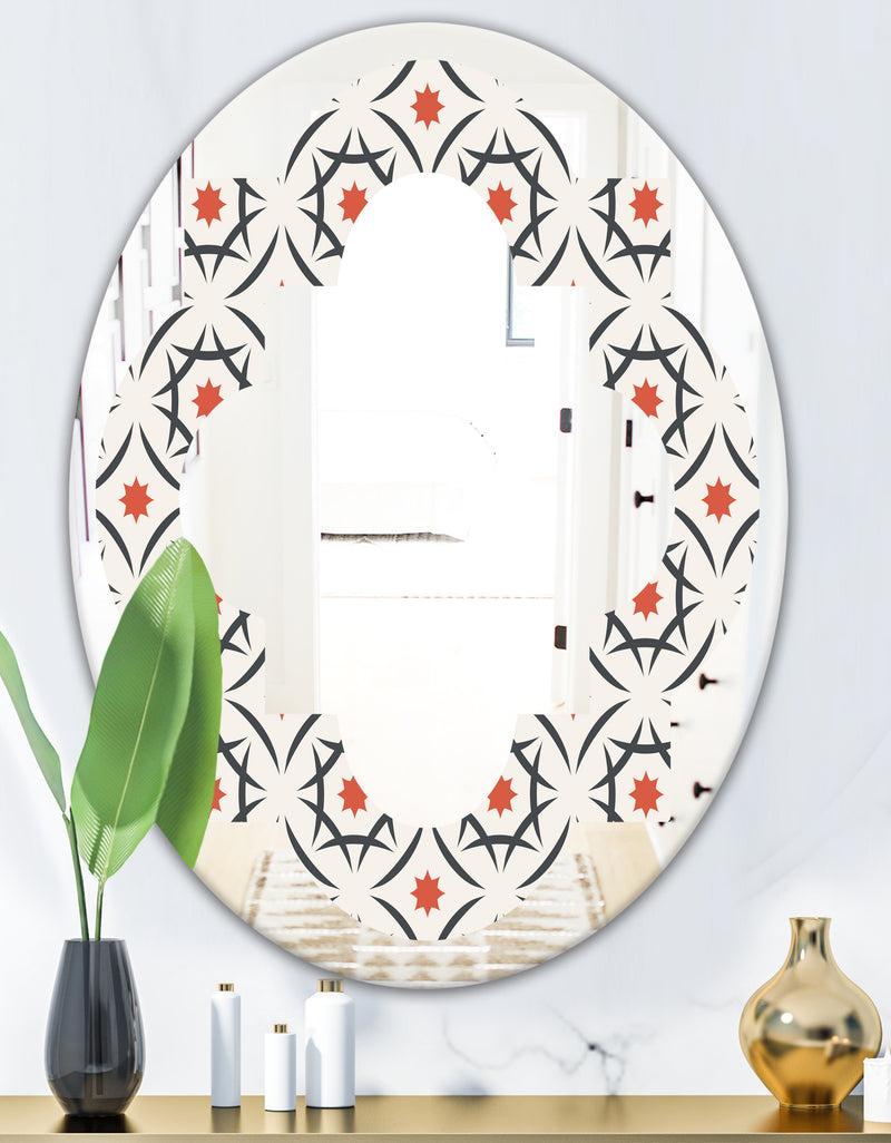 DesignQ Abstract Retro Design V - Modern Round Or Oval Wall Mirror - Quatrefoil