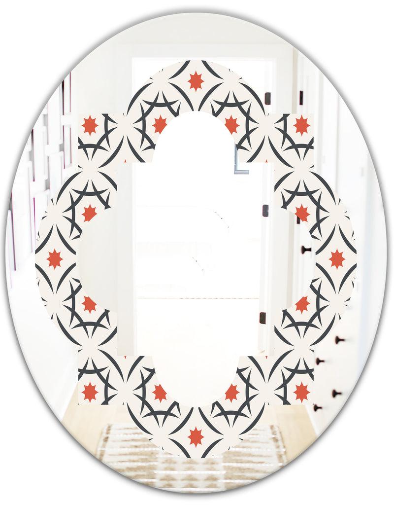 DesignQ Abstract Retro Design V - Modern Round Or Oval Wall Mirror - Quatrefoil