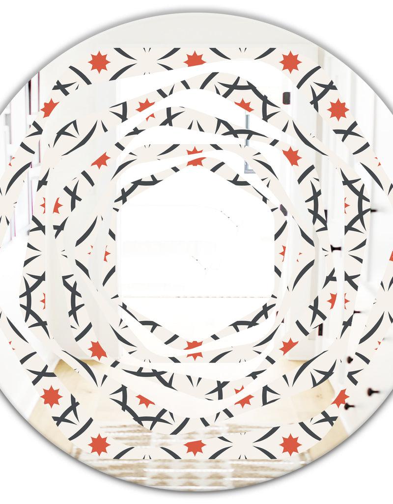 DesignQ Abstract Retro Design V - Modern Round Or Oval Wall Mirror - Whirl