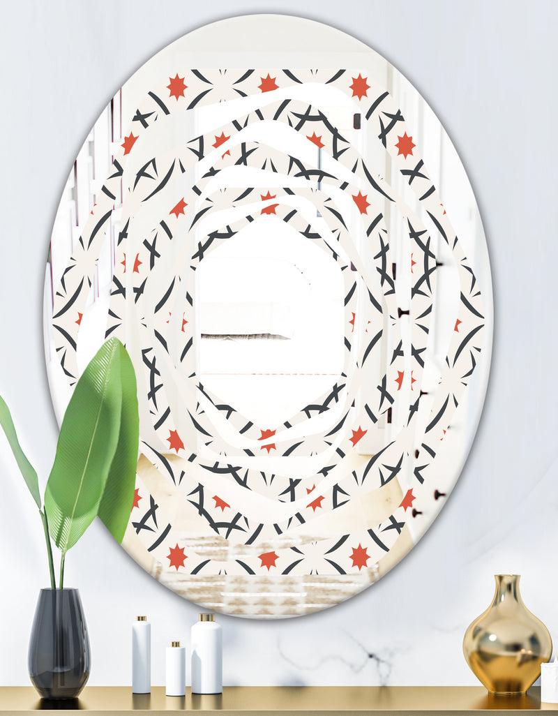 DesignQ Abstract Retro Design V - Modern Round Or Oval Wall Mirror - Whirl