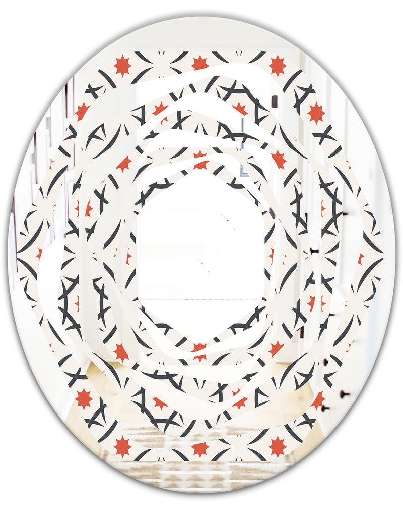 DesignQ Abstract Retro Design V - Modern Round Or Oval Wall Mirror - Whirl