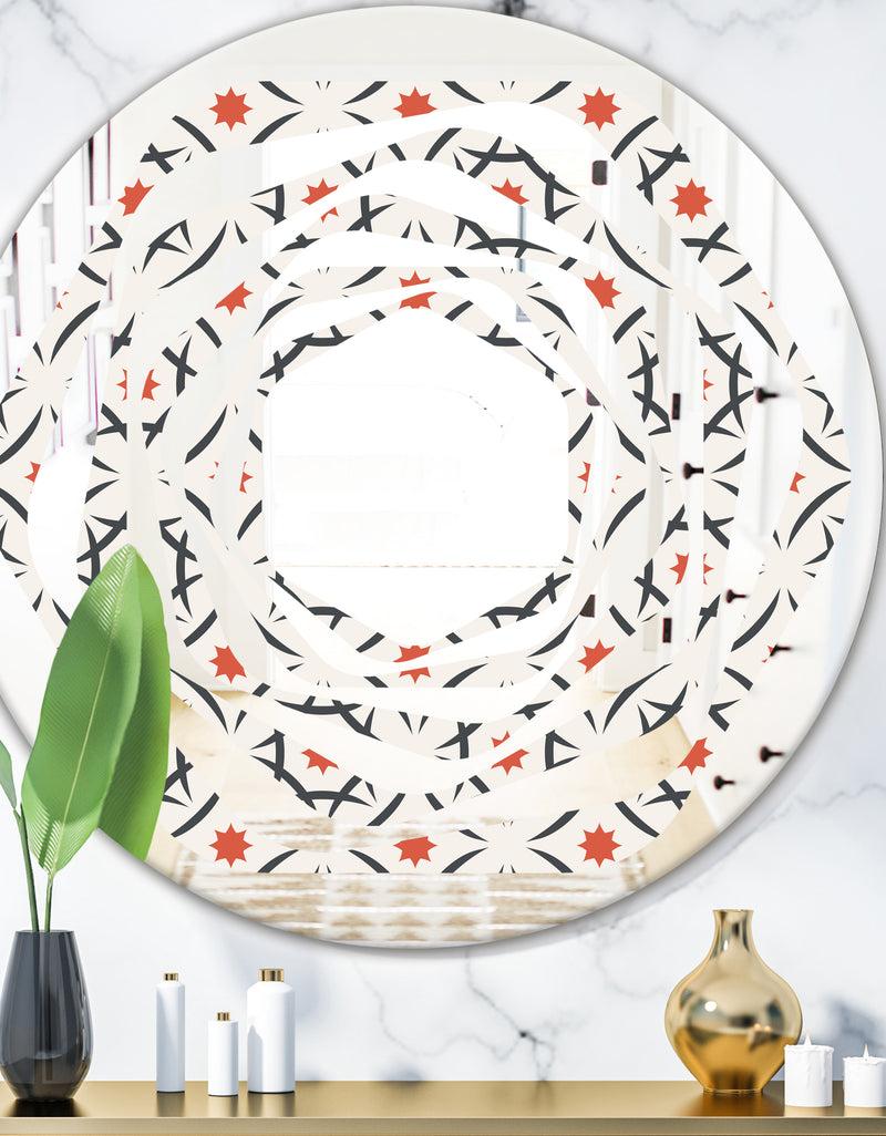 DesignQ Abstract Retro Design V - Modern Round or Oval Wall Mirror - Whirl
