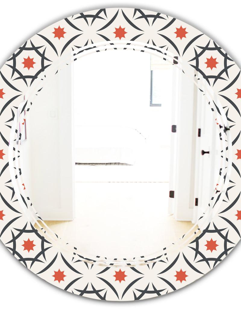 DesignQ Abstract Retro Design V - Modern Round Or Oval Wall Mirror - Triple C