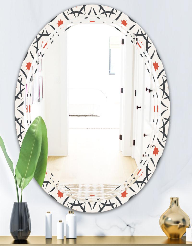 DesignQ Abstract Retro Design V - Modern Round Or Oval Wall Mirror - Triple C