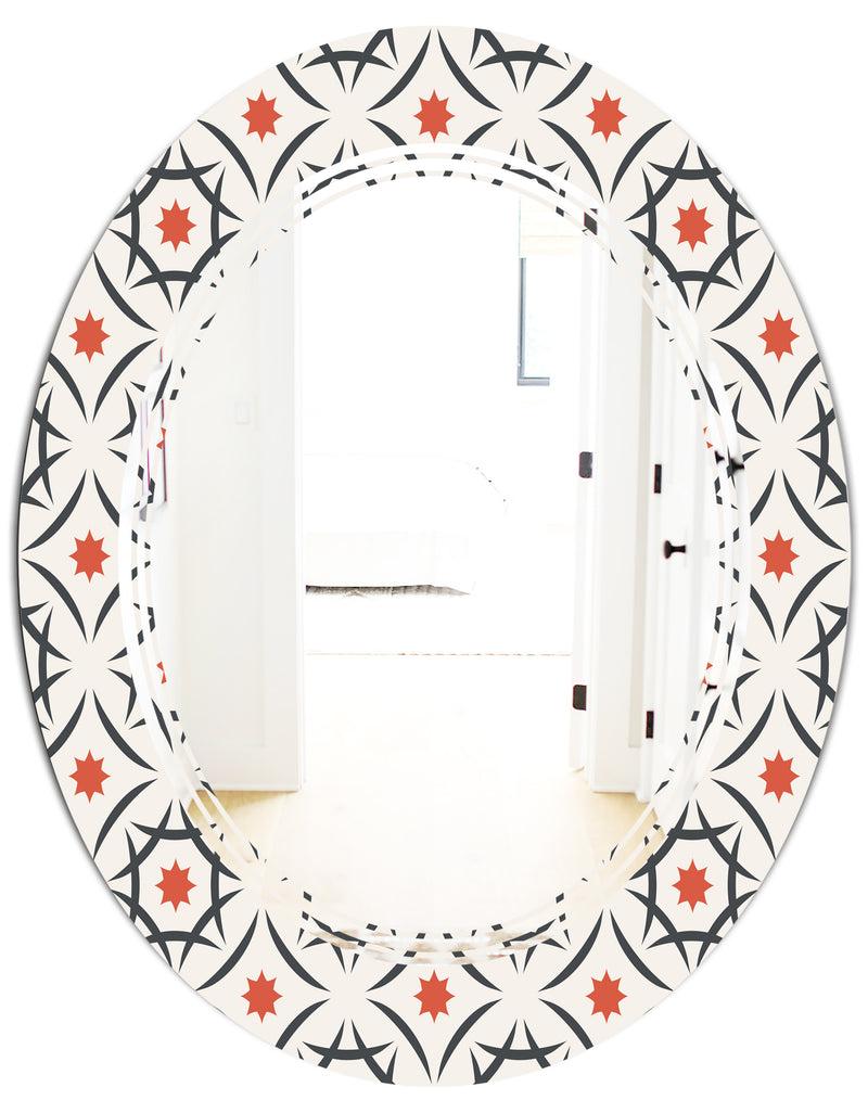 DesignQ Abstract Retro Design V - Modern Round Or Oval Wall Mirror - Triple C