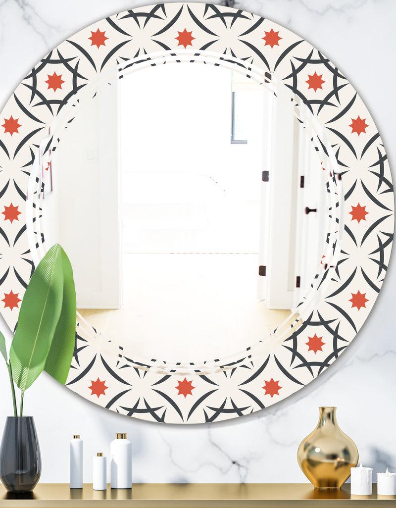 DesignQ Abstract Retro Design V - Modern Round or Oval Wall Mirror - Triple C